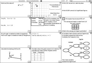 MARK MAXIMISER Work out the value of 1234