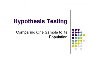 Hypothesis Testing Comparing One Sample to its Population