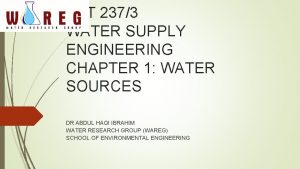 EAT 2373 WATER SUPPLY ENGINEERING CHAPTER 1 WATER