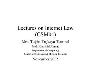 Lectures on Internet Law CSM 04 Mrs Tuba