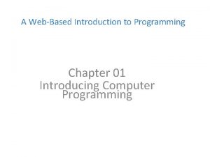 A web based introduction to programming