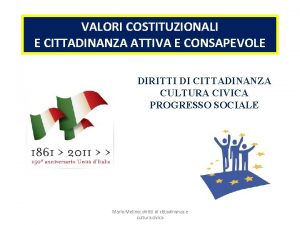 VALORI COSTITUZIONALI E CITTADINANZA ATTIVA E CONSAPEVOLE DIRITTI