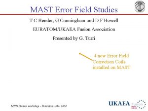 MAST Error Field Studies T C Hender G