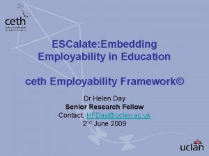 ESCalate Embedding Employability in Education ceth Employability Framework