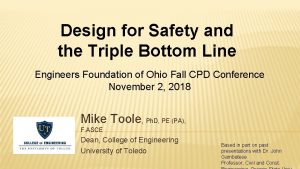 Design for Safety and the Triple Bottom Line