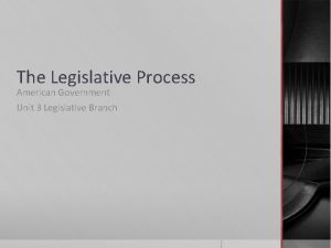 The Legislative Process American Government Unit 3 Legislative