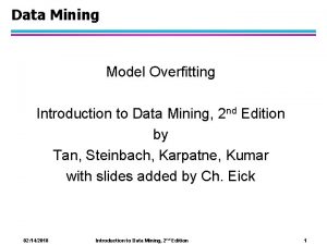 Data Mining Model Overfitting Introduction to Data Mining