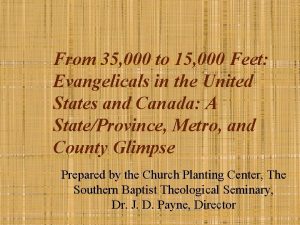 From 35 000 to 15 000 Feet Evangelicals