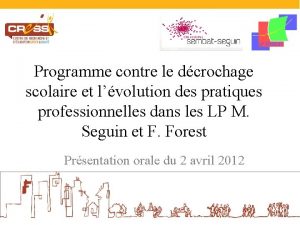 Programme contre le dcrochage scolaire et lvolution des