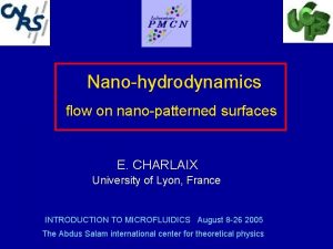 Nanohydrodynamics flow on nanopatterned surfaces E CHARLAIX University