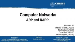 Computer Networks ARP and RARP MISSION CHRIST is