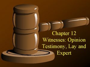 Chapter 12 Witnesses Opinion Testimony Lay and Expert