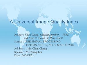 Universal image quality index