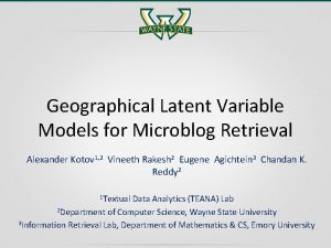 Geographical Latent Variable Models for Microblog Retrieval Alexander