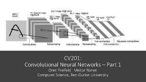 CV 201 Convolutional Neural Networks Part 1 Oren