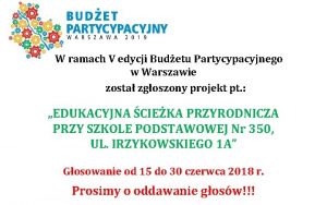 W ramach V edycji Budetu Partycypacyjnego w Warszawie