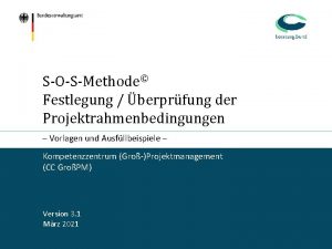 SOSMethode Festlegung berprfung der Projektrahmenbedingungen Vorlagen und Ausfllbeispiele