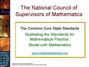 The National Council of Supervisors of Mathematics The