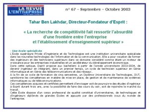 n 67 Septembre Octobre 2003 Tahar Ben Lakhdar