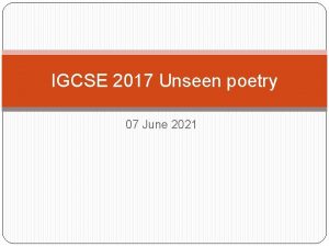 Unseen poetry igcse