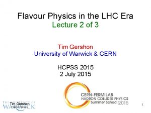 Flavour Physics in the LHC Era Lecture 2