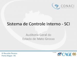 Sistema de Controle Interno SCI Auditoria Geral do