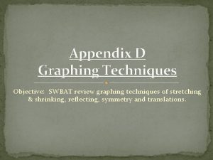 Appendix D Graphing Techniques Objective SWBAT review graphing