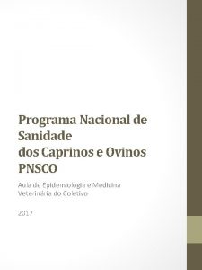 Programa Nacional de Sanidade dos Caprinos e Ovinos