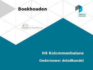 Boekhouden H 6 Kolommenbalans Ondernemer detailhandel Gegevens kolommenbalans