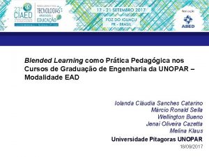 Blended Learning como Prtica Pedaggica nos Cursos de