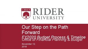 Our Step on the Path Forward FY 2020