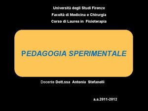 Universit degli Studi Firenze Facolt di Medicina e