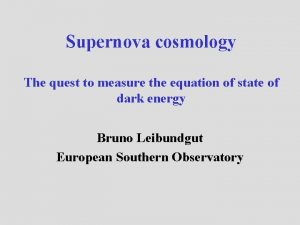 Supernova cosmology The quest to measure the equation