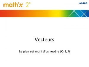 Vecteurs Le plan est muni dun repre O