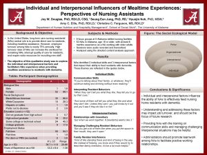Individual and Interpersonal Influencers of Mealtime Experiences Perspectives