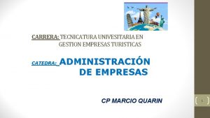 CARRERA TECNICATURA UNIVESITARIA EN GESTION EMPRESAS TURISTICAS CATEDRA