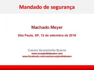 Mandado de segurana Machado Meyer So Paulo SP