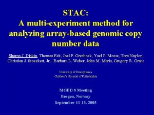STAC A multiexperiment method for analyzing arraybased genomic
