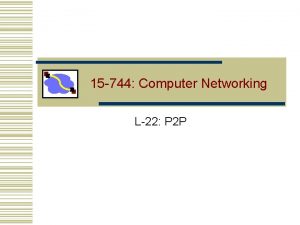 15 744 Computer Networking L22 P 2 P