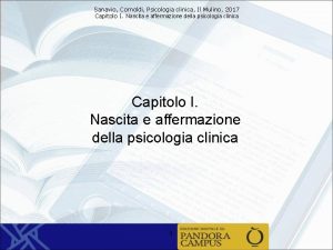 Sanavio Cornoldi Psicologia clinica Il Mulino 2017 Capitolo