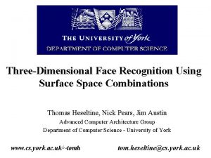 ThreeDimensional Face Recognition Using Surface Space Combinations Thomas