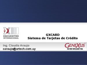 GXCARD Sistema de Tarjetas de Crdito Ing Claudia