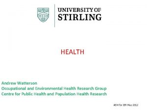 the Lofstedt Review RECLAIMING HEALTH AND SAFETY FOR