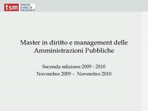 Master in diritto e management delle Amministrazioni Pubbliche