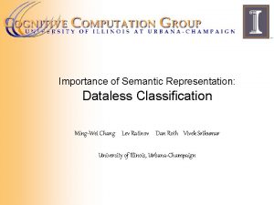 Importance of Semantic Representation Dataless Classification MingWei Chang