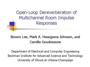 OpenLoop Dereverberation of Multichannel Room Impulse Responses Bowon