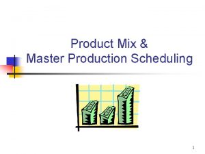 Product Mix Master Production Scheduling 1 Product Mix