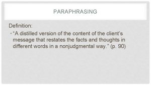 Paraphrasing definition