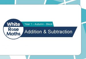 Year 1 Autumn Block 2 Addition Subtraction There