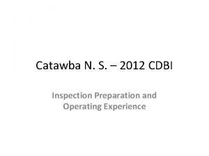 Catawba N S 2012 CDBI Inspection Preparation and